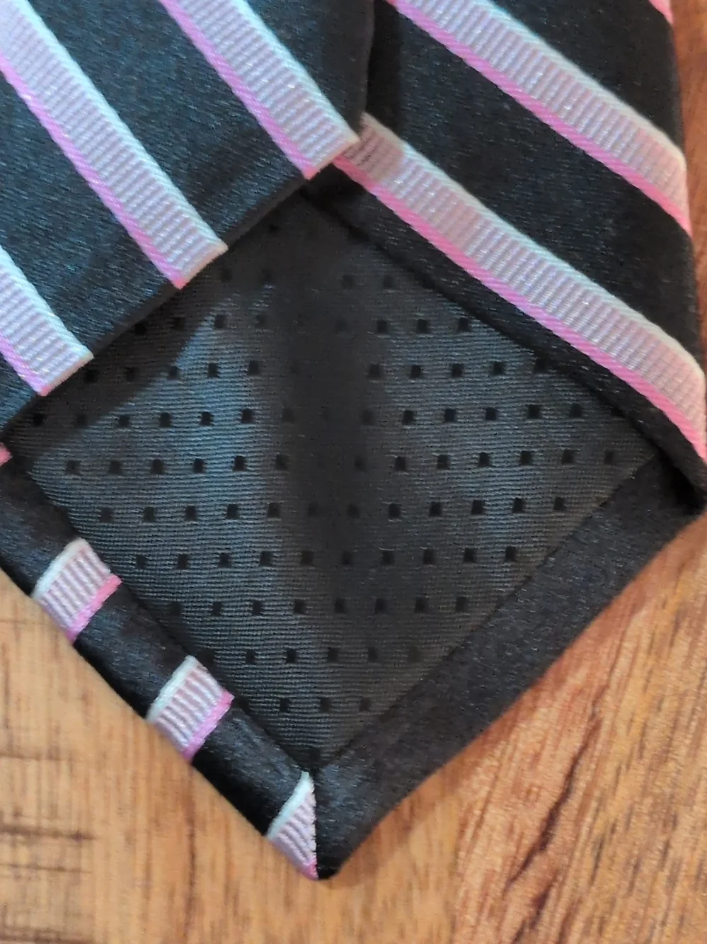 Pierre Cardin Slim Skinny Silk Satin Tie Black Pink Gray Striped 3
